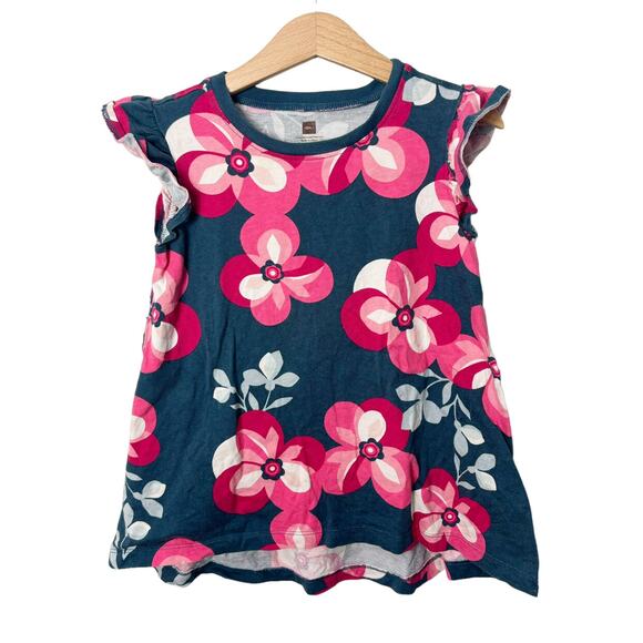 Tea Collection Floral Flutter Sleeve Top - Picture 1 of 5